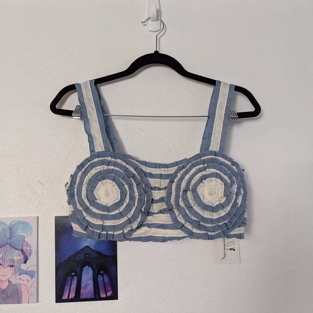 Linen Stripe Swirl Bra Top